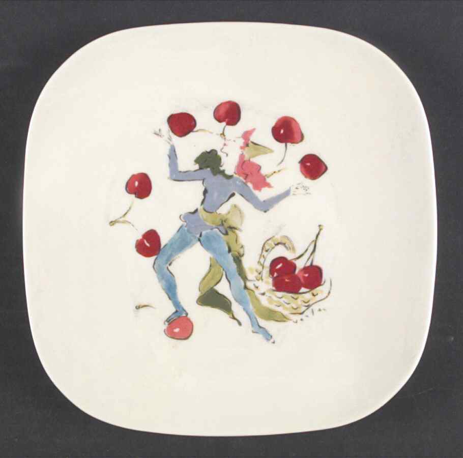 Harvest (Scenes, Coupe) Square Salad Plate by Castleton (USA)-1
