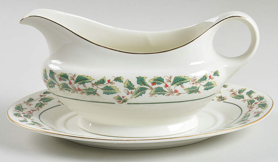 Holly Traditions Gravy Boat & Underplate by China (Made in China)-1