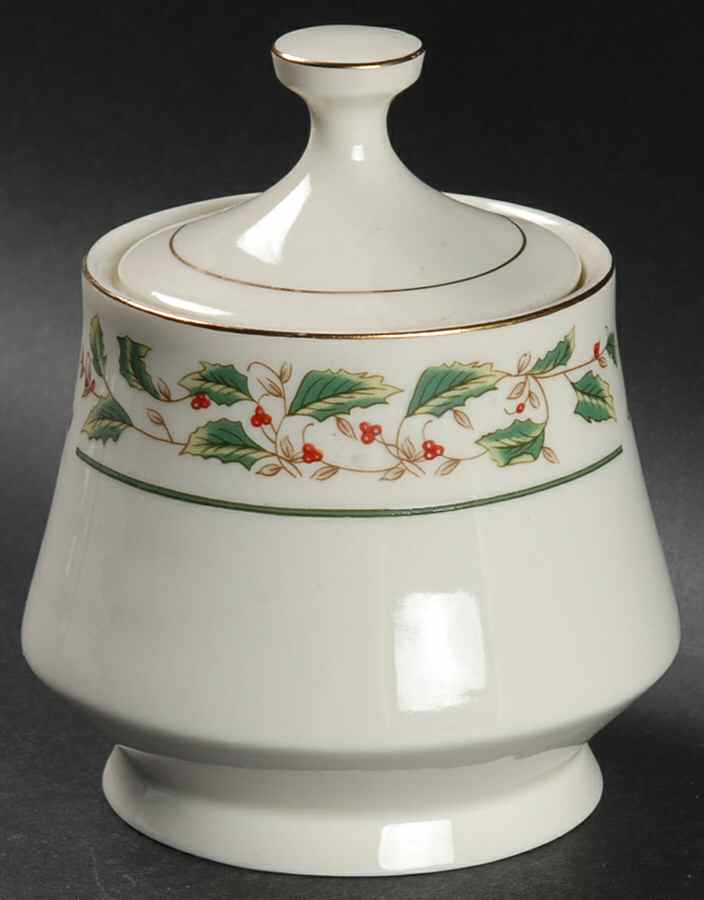 Holly Traditions Sugar Bowl & Lid by China (Made in China)-1