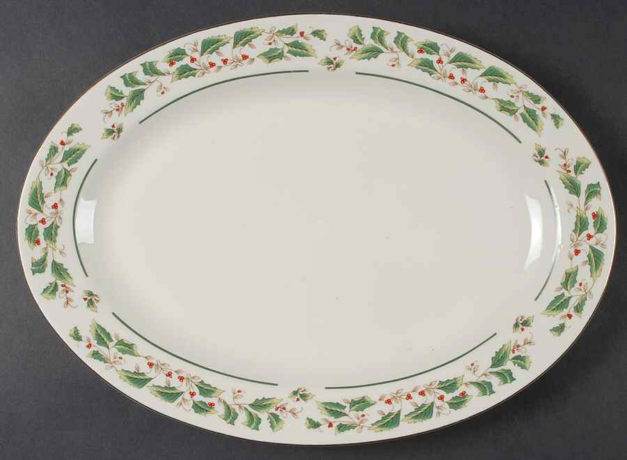 Holly Traditions 14" Oval Serving Platter by China (Made in China)-1