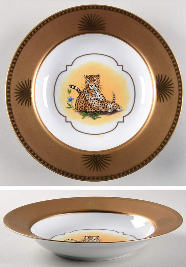 Golden Cheetah Large Rim Soup Bowl by Lynn Chase-1