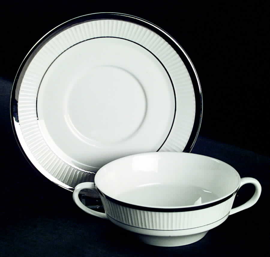 CRS83 Flat Cream Soup Bowl & Saucer Set by Crown Staffordshire-1