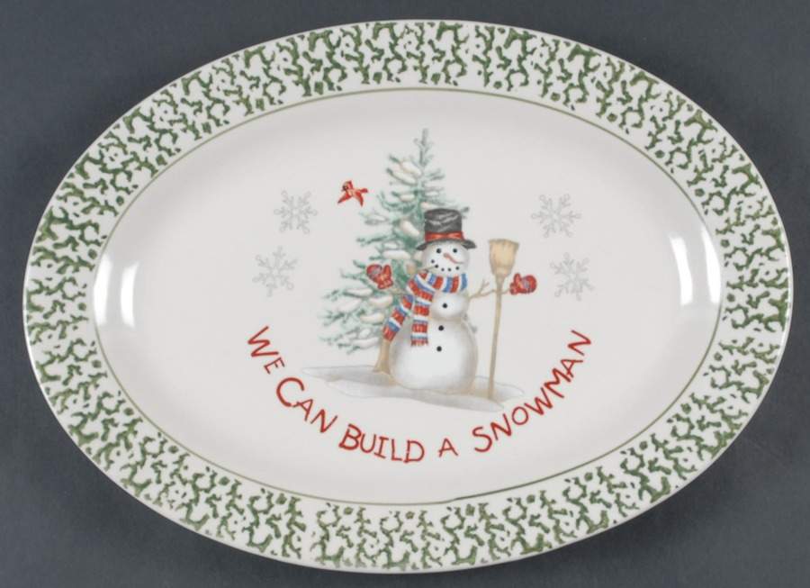 We Can Build a Snowman 14" Oval Serving Platter by China (Made in China)-1