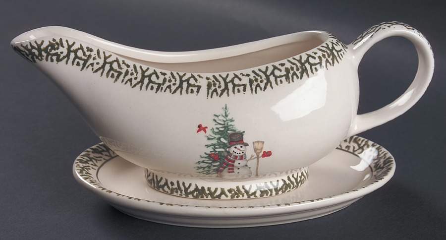 We Can Build a Snowman Gravy Boat & Underplate/Relish by China (Made in China)-1