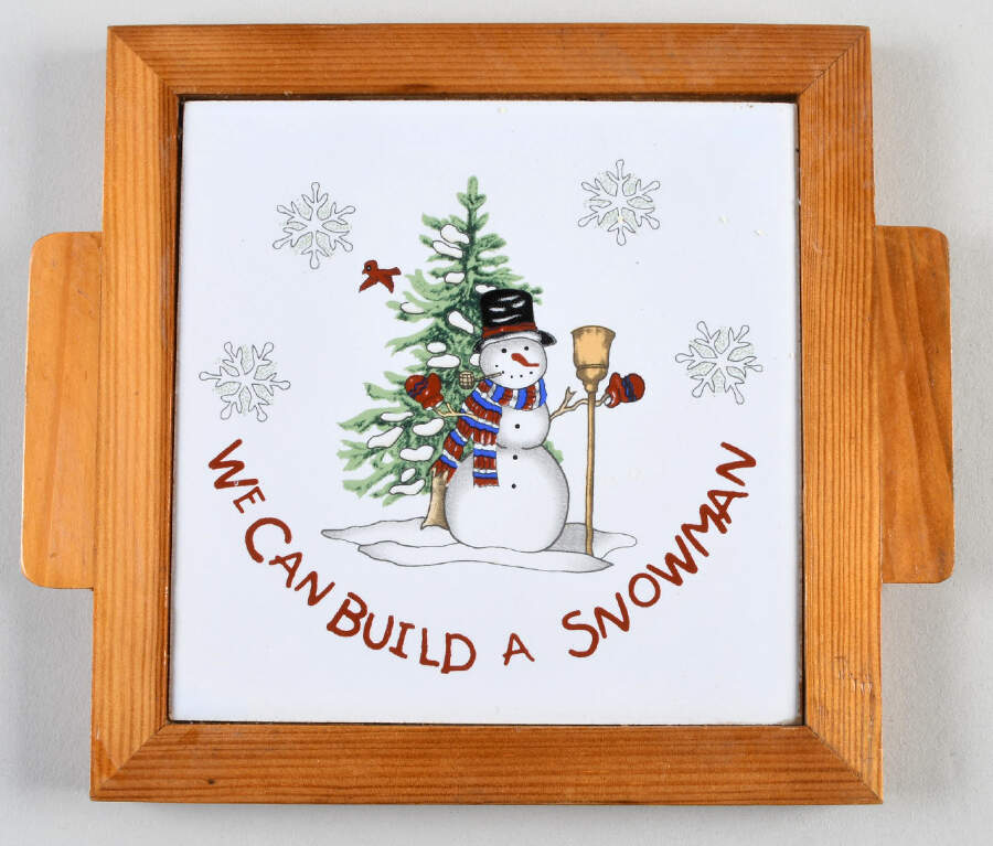 We Can Build a Snowman Square Wood Frame Trivet by China (Made in China)-1