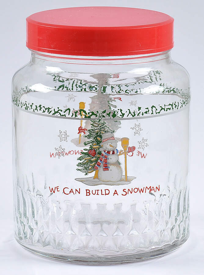 We Can Build a Snowman 7" Glassware Storage Jar & Lid by China (Made in China)-1
