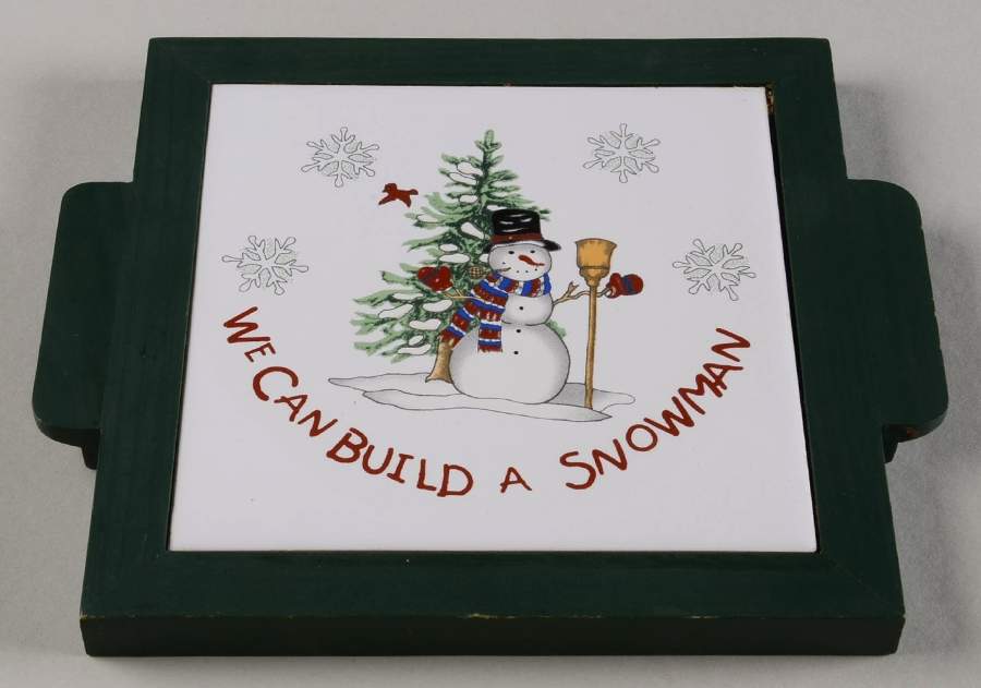 We Can Build a Snowman Square Wood Frame  Trivet by China (Made in China)-1