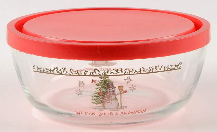 We Can Build a Snowman Glassware All Purpose Bowl & Plastic Lid by China (Made in China)-1
