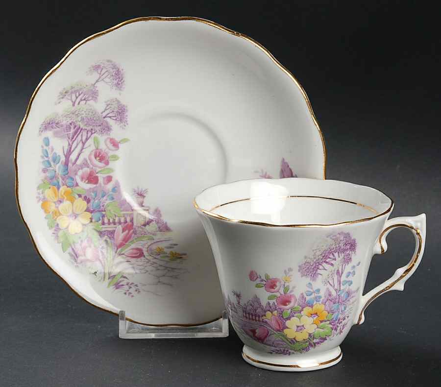 CLC60 Footed Cup & Saucer Set by Colclough-1