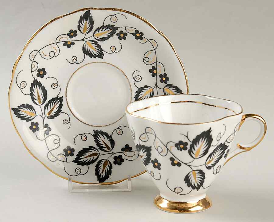 354-52 Footed Cup & Saucer Set by Clarence (England)-1