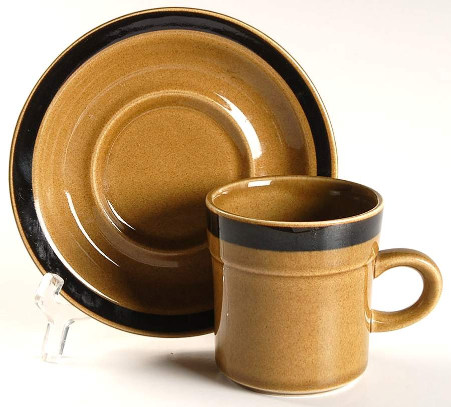 Acapulco Flat Cup & Saucer Set by Crest-Stone (Japan)-1