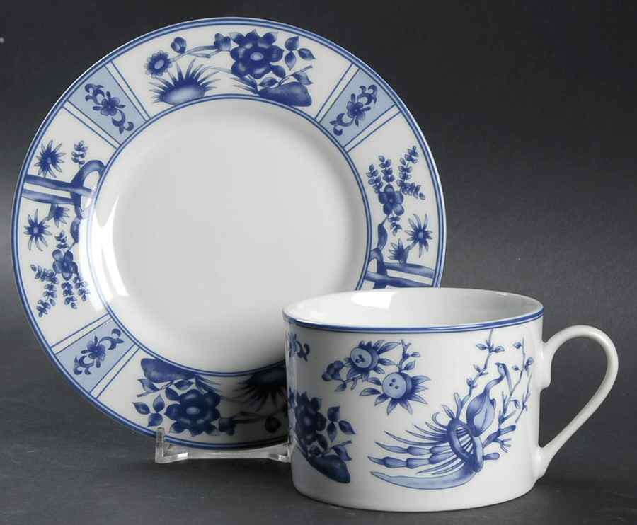 Blue Heron Flat Cup & Saucer Set by China (Made in China)-1