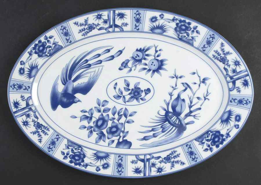 Blue Heron 14" Oval Serving Platter by China (Made in China)-1
