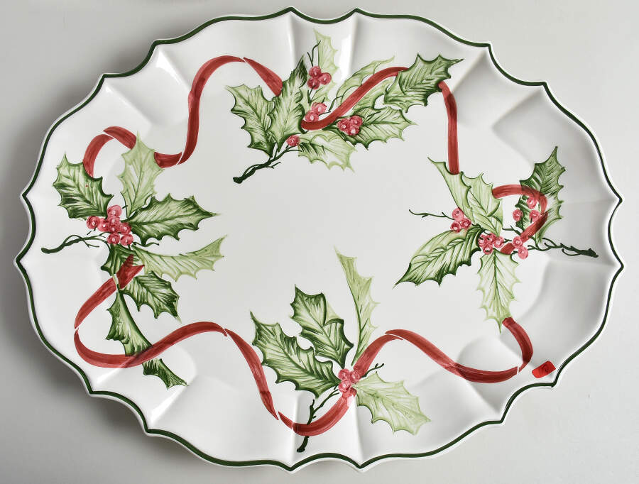 Winter Garland 20" Oval Serving Platter by Charter Club-1