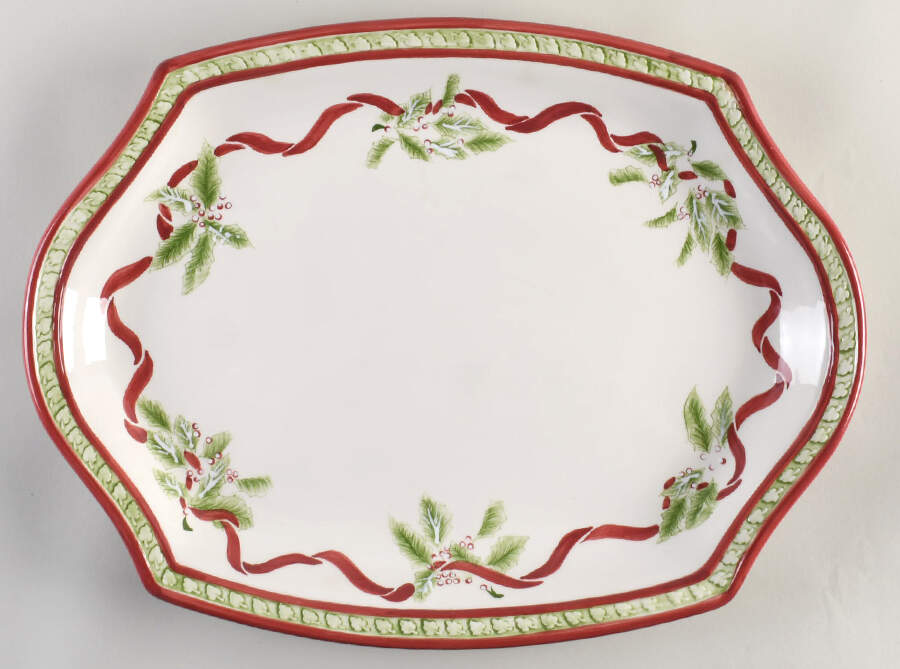 Winter Garland 18" Oval Serving Platter by Charter Club-1