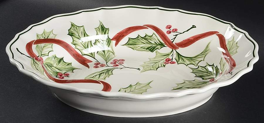 Winter Garland 16" Large Oval Salad Serving Bowl by Charter Club-1