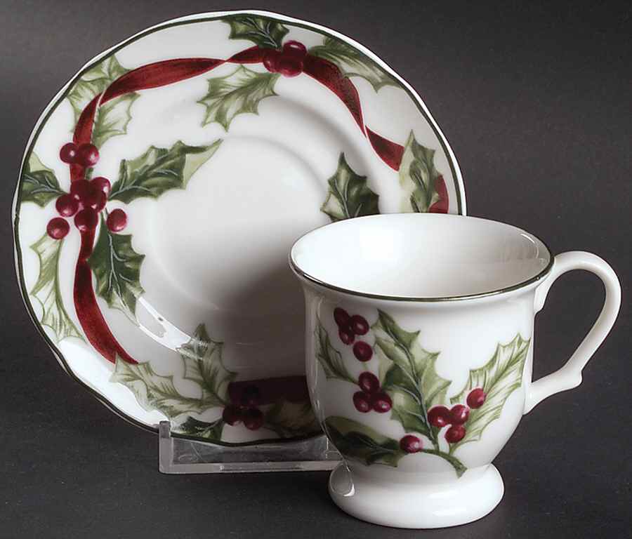 Winter Garland Footed Demitasse Cup & Saucer Set by Charter Club-1