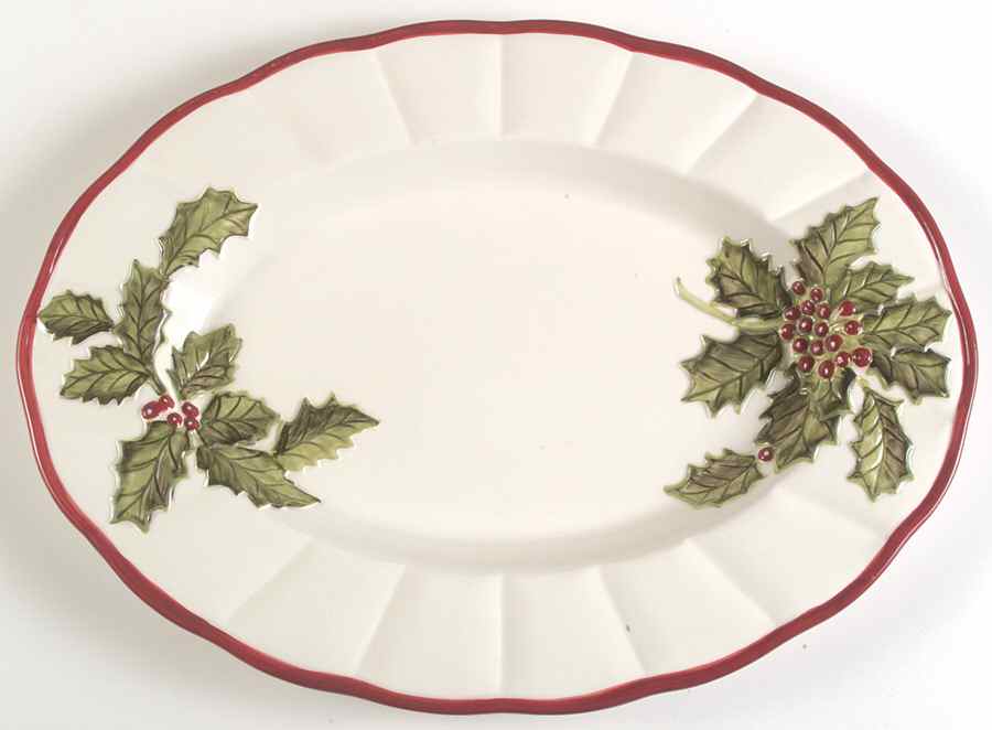 Winter Garland 18" Embossed Oval Serving Platter by Charter Club-1