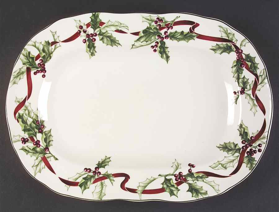 Winter Garland 14" Oval Serving Platter by Charter Club-1