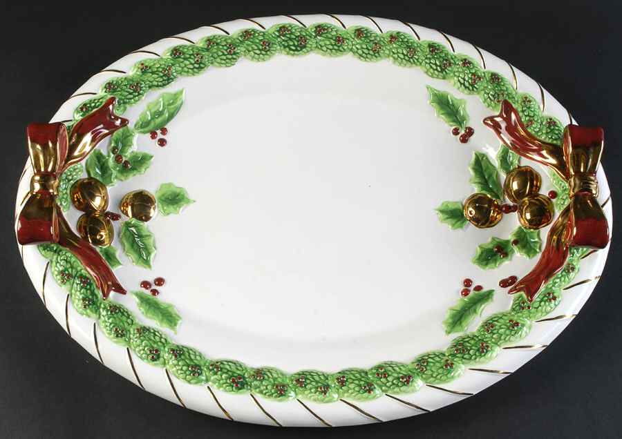Winter Garland 19" Oval Embossed Platter by Charter Club-1