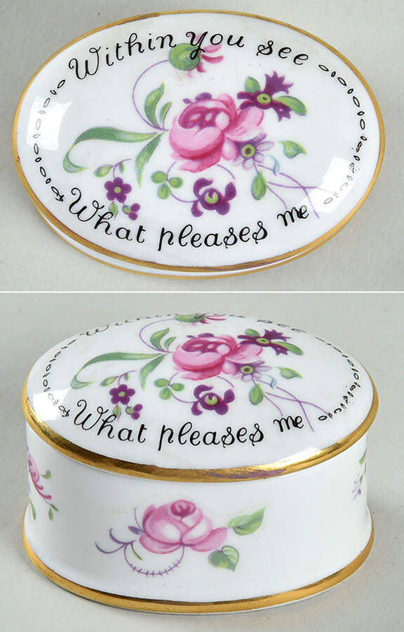 English Rosebud (Smooth Edge) Oval Trinket Box & Lid by Crown Staffordshire-1
