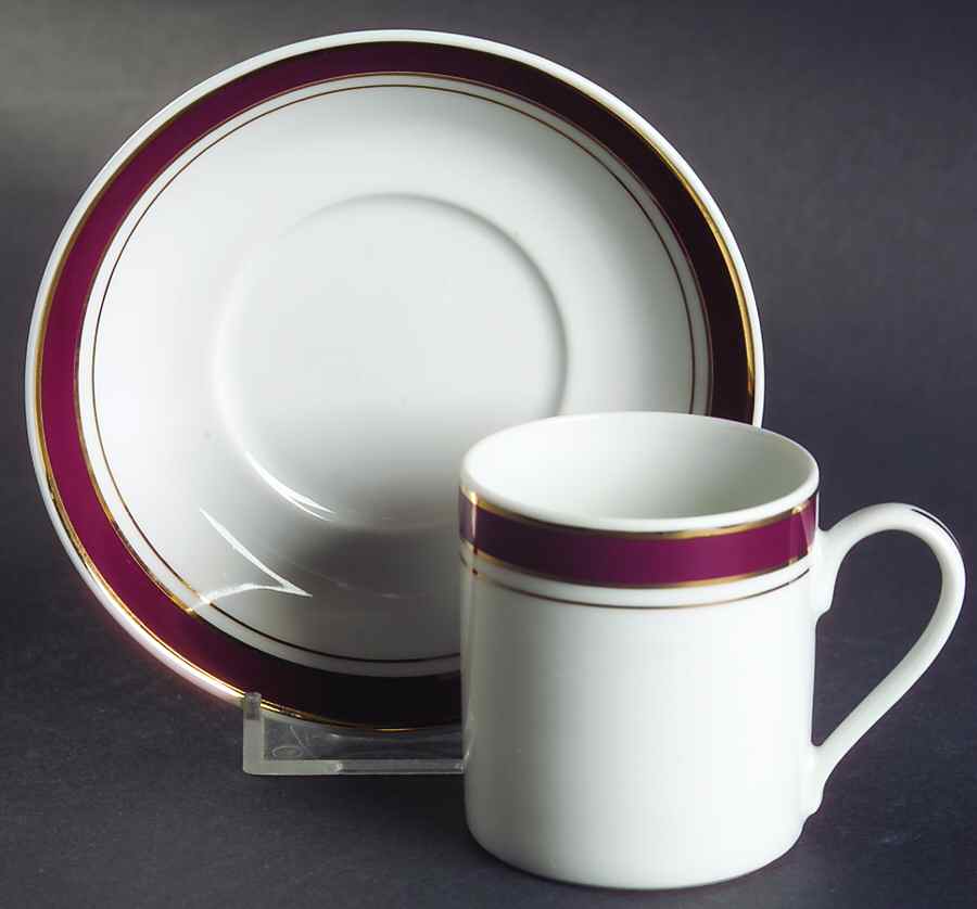 Prestige Red Flat Demitasse Cup & Saucer Set by Crown Porcelain-1