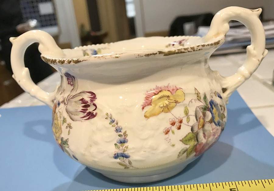 Sevres Group (Embossed, Gold Trim) Sugar Bowl No Lid by Coalport-1
