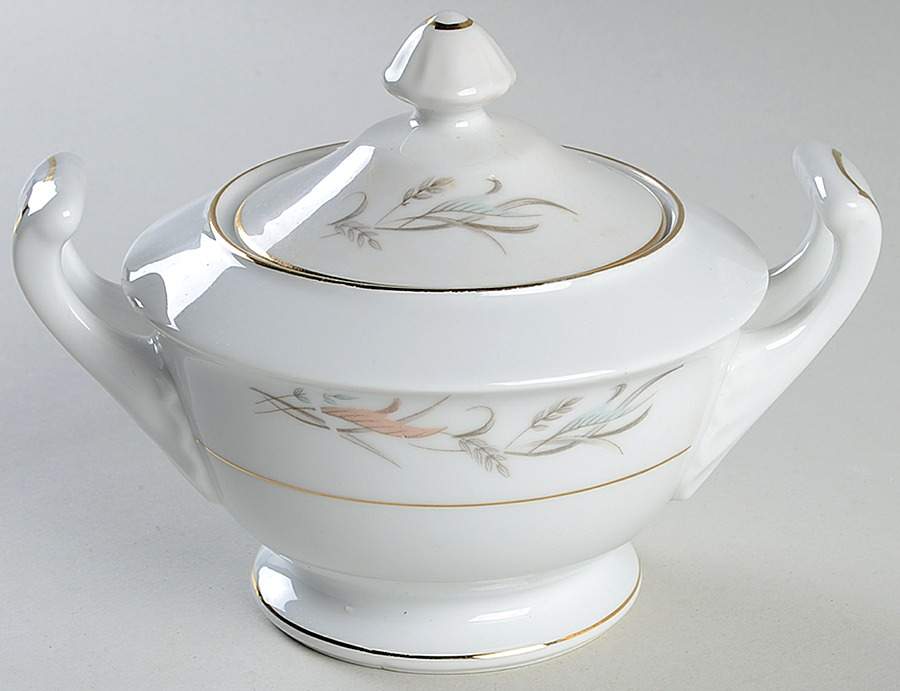 Gold Wheat Sugar Bowl & Lid by Cheltenham Ltd-1