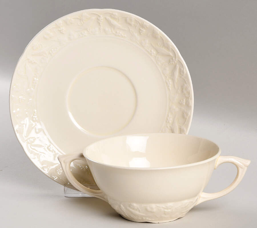 CRO198 Flat Cream Soup Bowl & Saucer Set by Crooksville-1