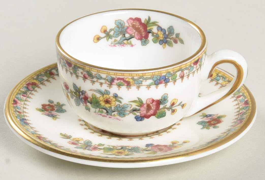 Ming Rose (Smooth) Miniature Cup and Saucer Set by Coalport-1