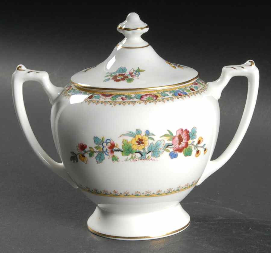 Ming Rose (Smooth) Sugar Bowl & Lid by Coalport-1