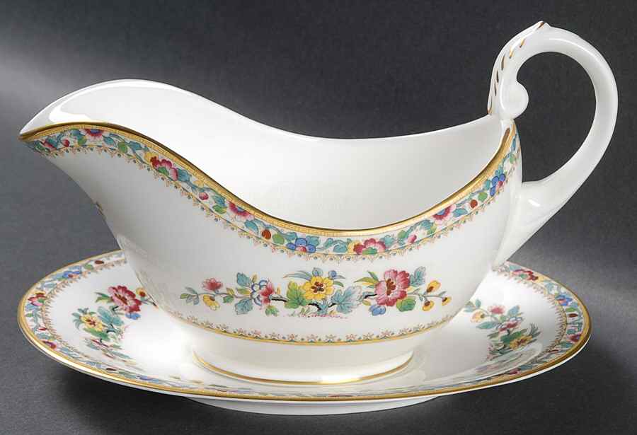Ming Rose (Smooth) Gravy Boat & Underplate by Coalport-1
