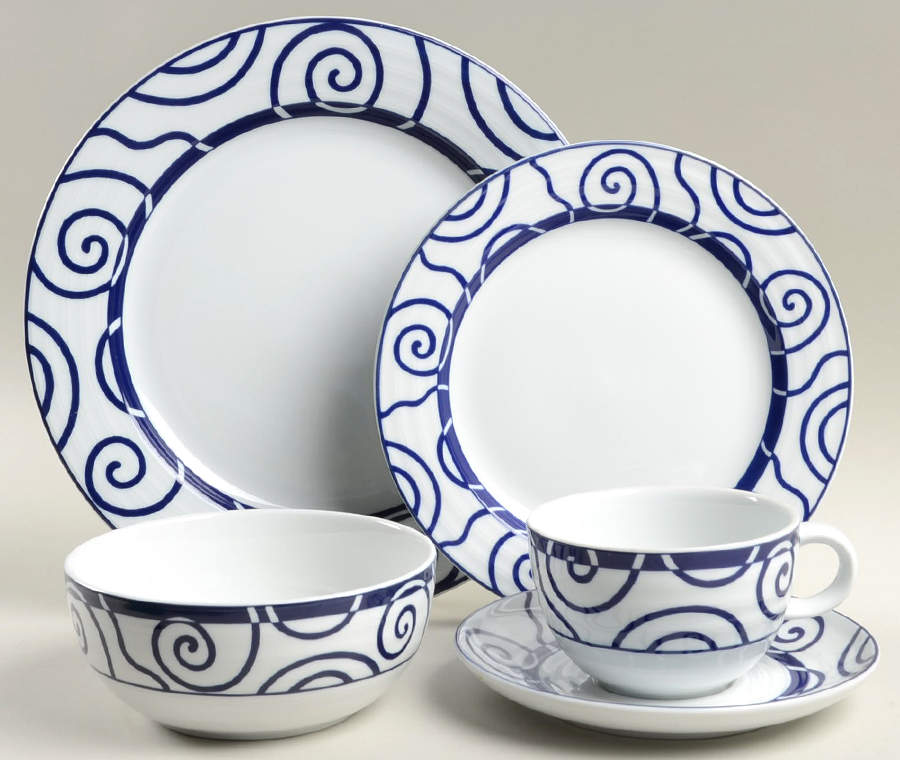 Blue Spiral 5 Piece Place Setting by Crate & Barrel-1