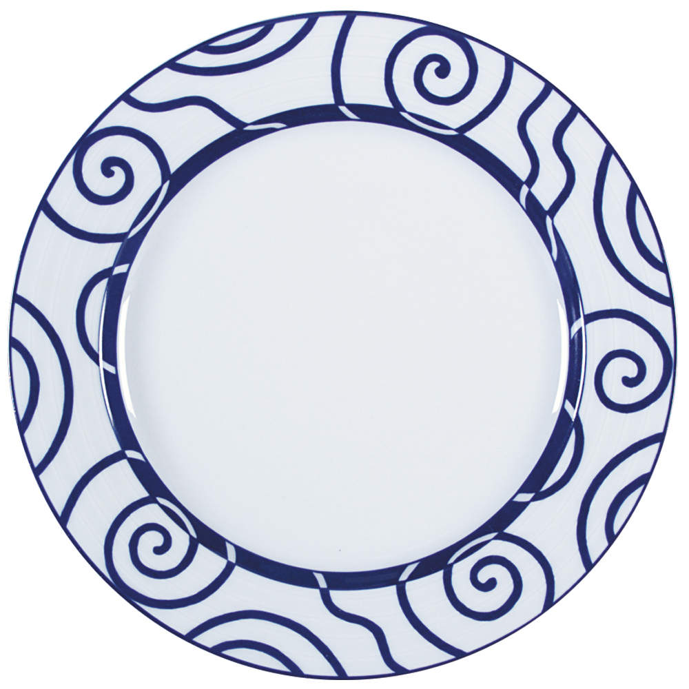 Blue Spiral Dinner Plate by Crate & Barrel-1