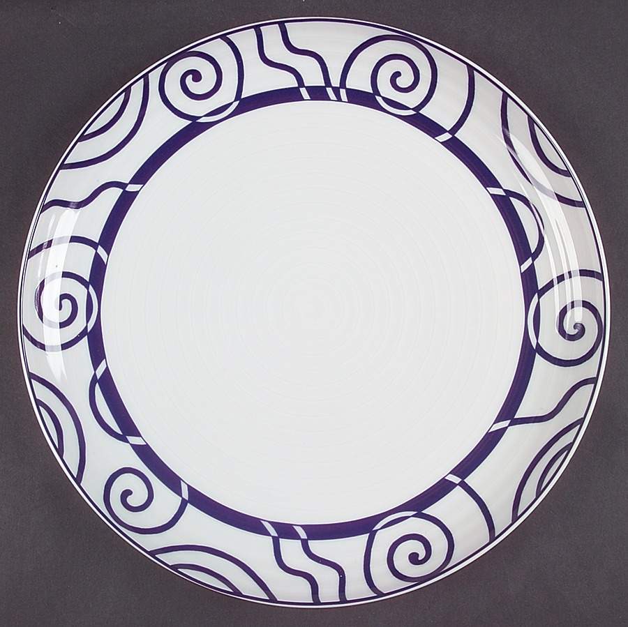 Blue Spiral 12" Chop Plate (Round Platter) by Crate & Barrel-1