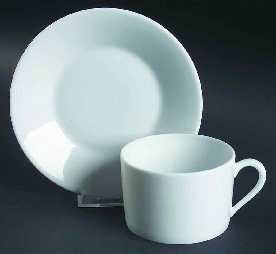 Giverny White Flat Cup & Saucer Set by Charles Field Haviland-1