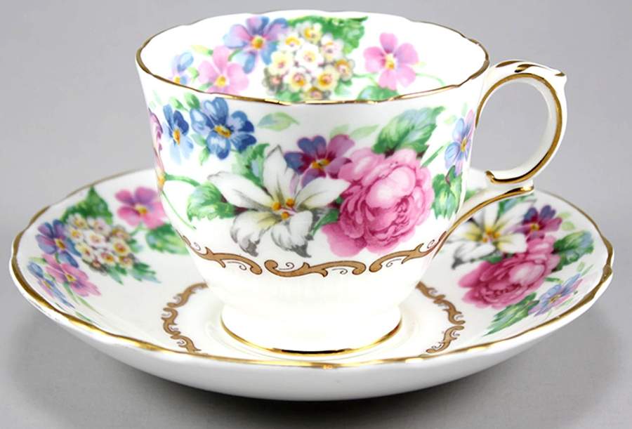 CRS93 Footed Cup & Saucer Set by Crown Staffordshire-1