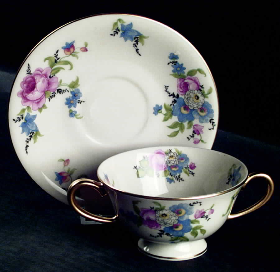 D1072 Footed Bouillon Cup & Saucer by Coxon Belleek-1