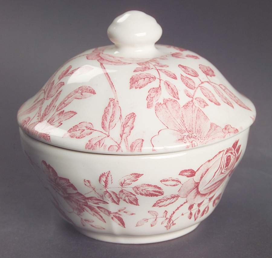 Pink Peony Sugar Bowl & Lid by Churchill-1