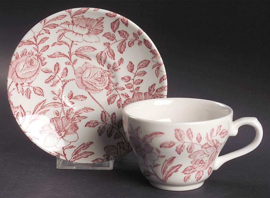 Pink Peony Flat Cup & Saucer Set by Churchill-1