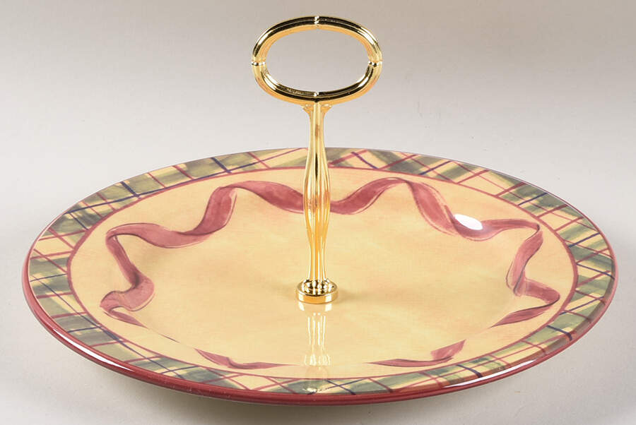 CLR14 Round Serving Plate with Center Handle (Dp) Hc by The Cellar (China)-1