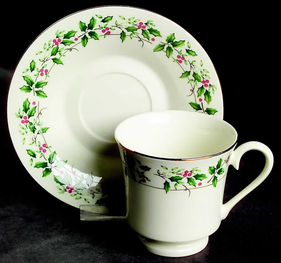 Holiday Traditions Footed Cup & Saucer Set by China (Made in China)-1