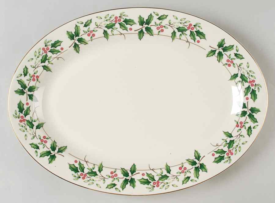 Holiday Traditions 14" Oval Serving Platter by China (Made in China)-1