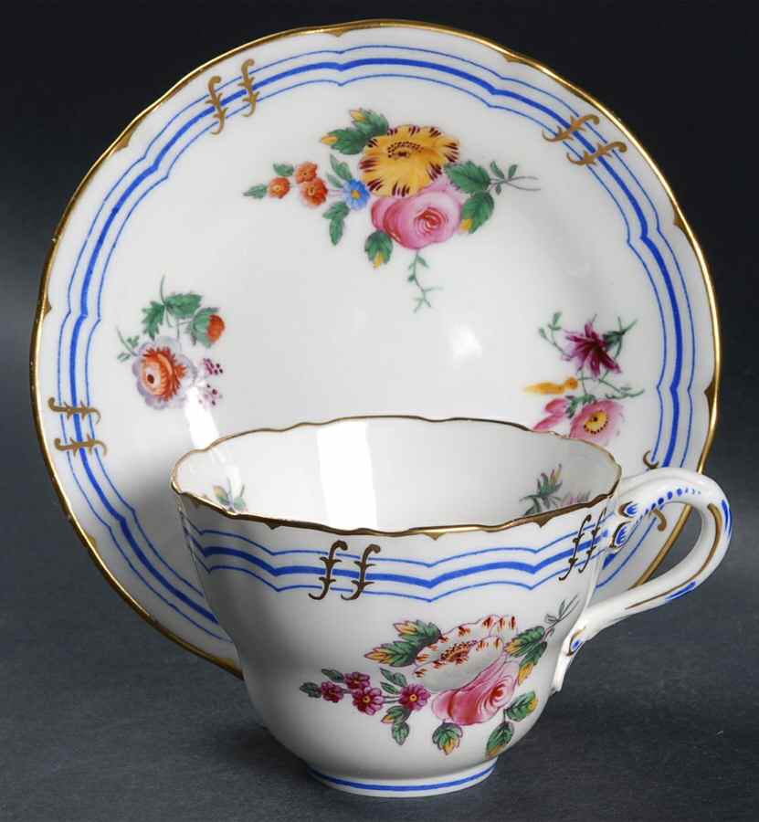 Old Coalport (Gold Trim) Flat Cup & Saucer Set by Coalport-1