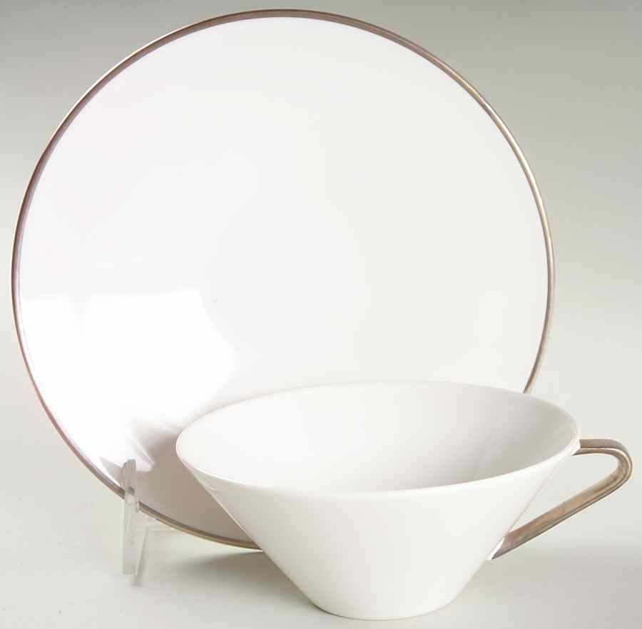 Platinum Flat Cup & Saucer Set by Calvin Klein-1