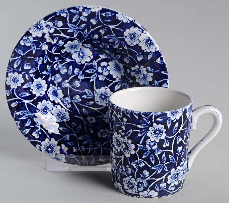 Calico Blue Flat Demitasse Cup & Saucer Set by Churchill-1