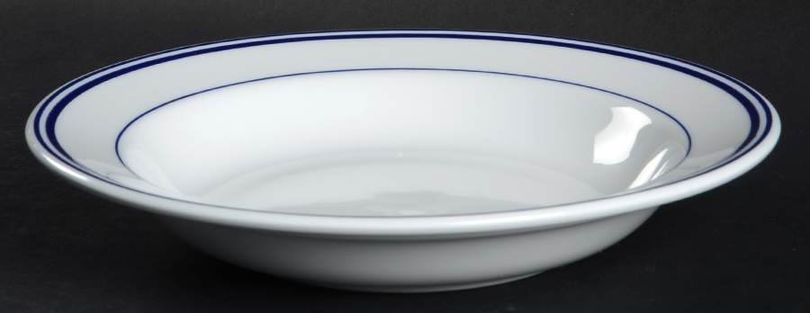 Blue Stripes (Porcelain) Large Rim Soup Bowl by Cuisinart Dinnerware-1