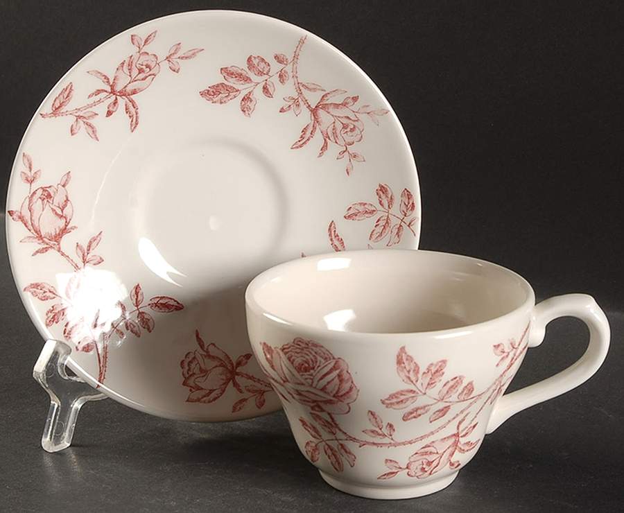 Antique Rose Pink Flat Cup & Saucer Set by Churchill-1