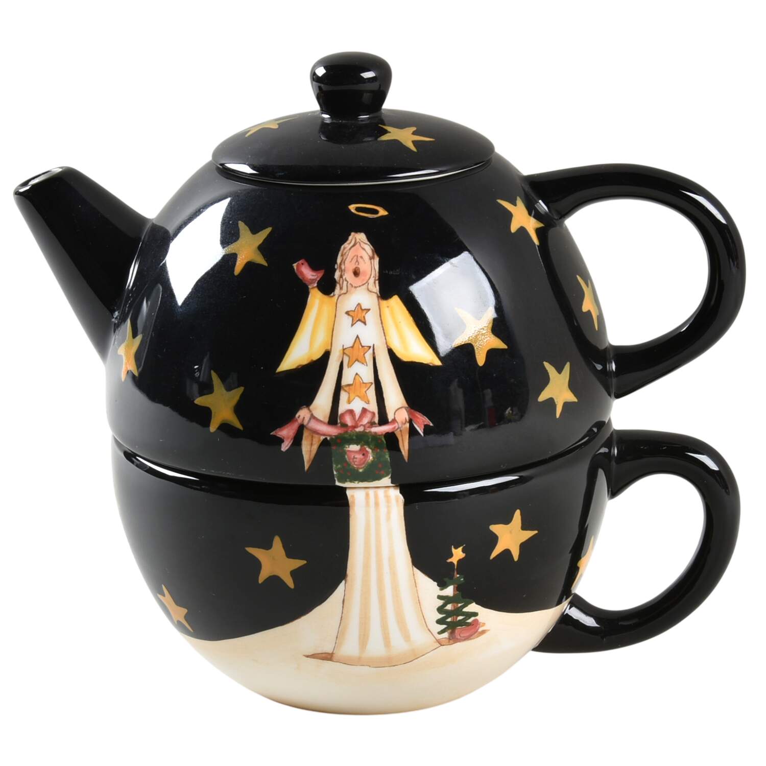 Midnight Angel Individual Teapot & Lid with Cup by Certified International-1