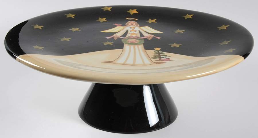 Midnight Angel 12" Diameter Pedestal Cake Stand by Certified International-1